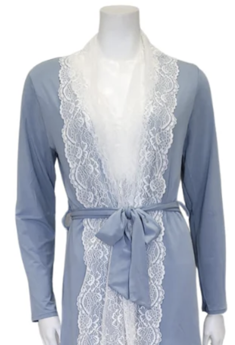 Samantha Chang Lace-Front Robe