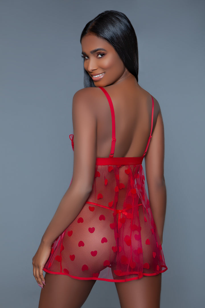Valentine Babydoll with G-String