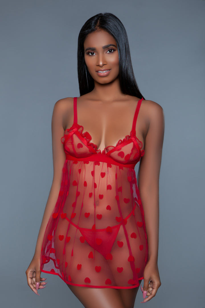 Valentine Babydoll with G-String
