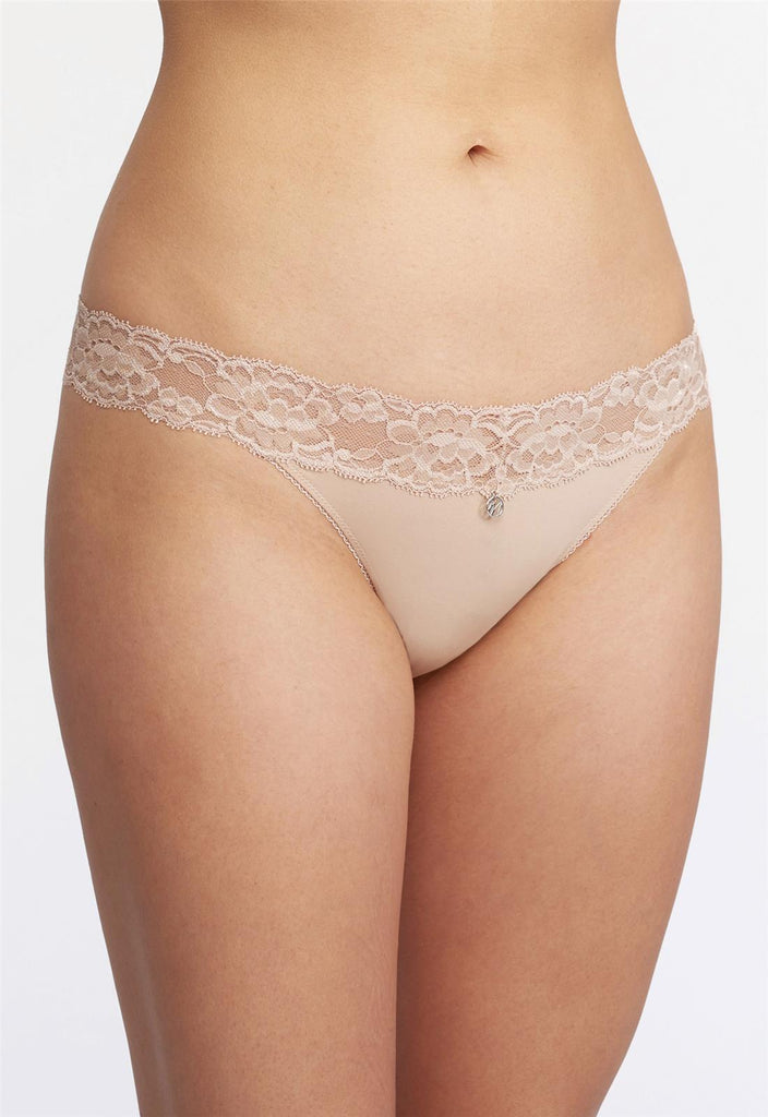 Microfiber and Lace Cheeky Panty - Bold peonies