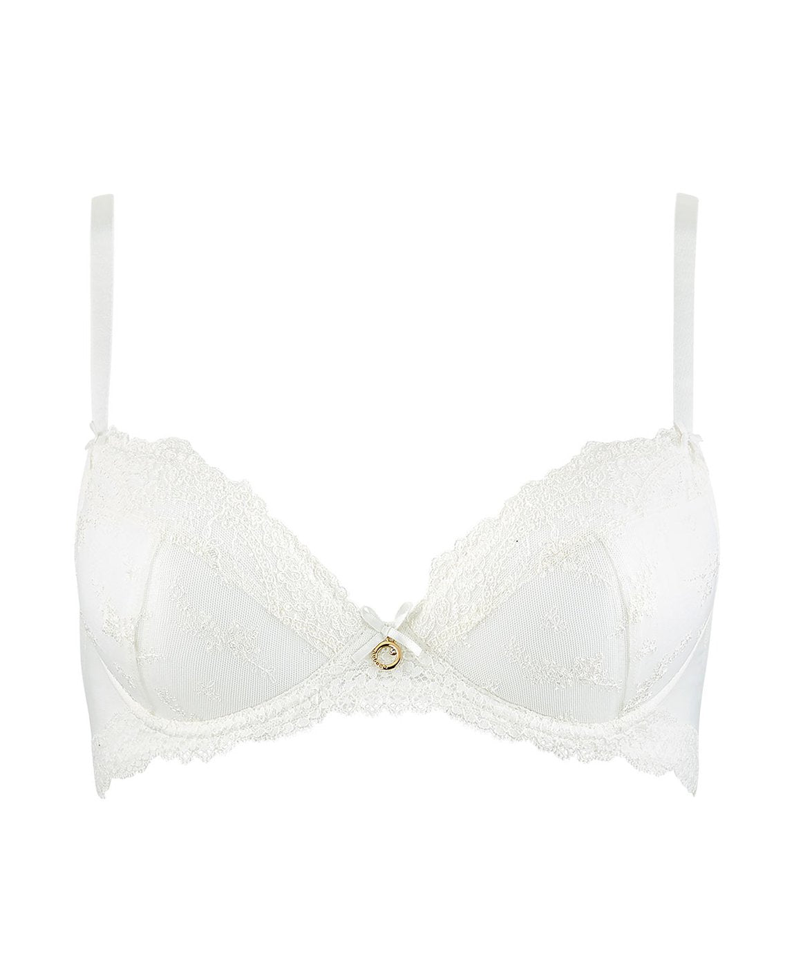 Push-up Bra in off-white Lycra with embroidered tulle